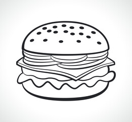 burger or hamburger drawing contour