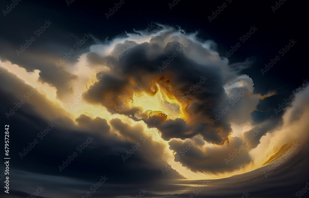Canvas Prints abstraction sky fog sunset with golden iridescence