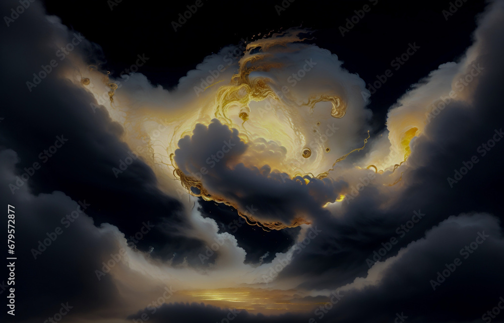 Canvas Prints abstraction sky fog sunset with golden iridescence