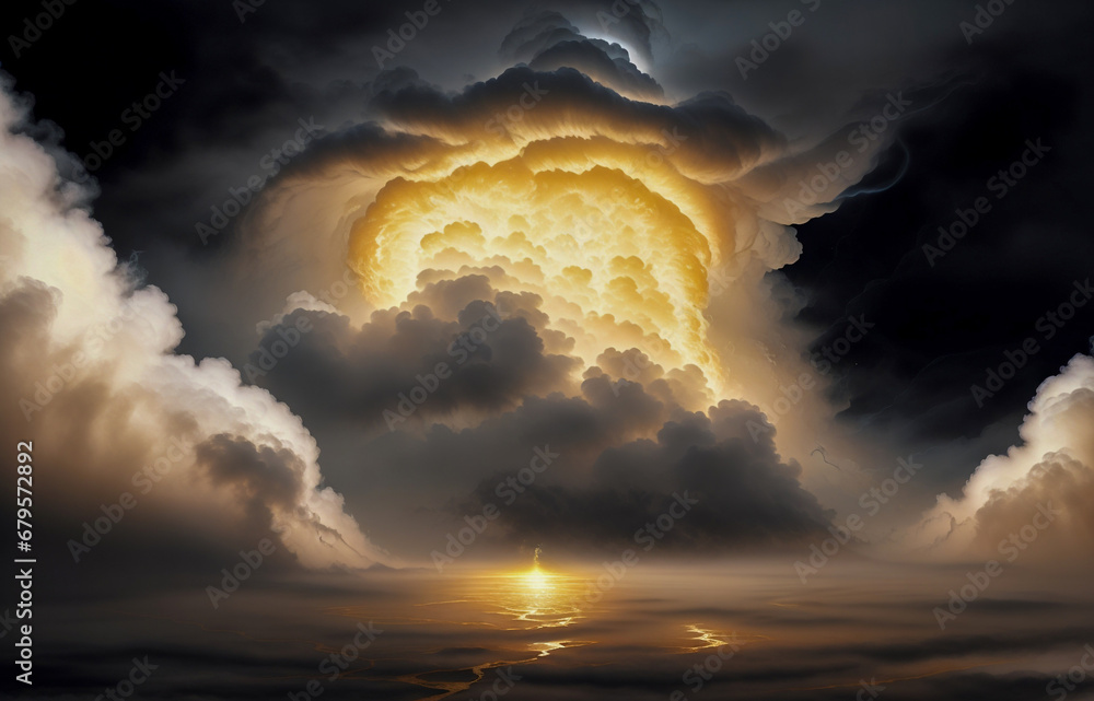 Canvas Prints abstraction sky fog sunset with golden iridescence