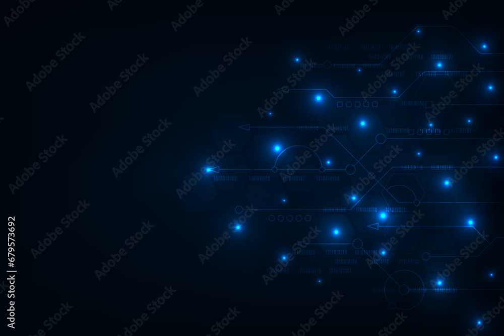 Aufkleber vector abstract futurisit circuit board hi-tech technology with blue light background.