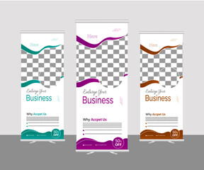 set of banners template Business Roll Up Banner layout vector Stand Modern Creative clean and corporate design for marketing and advertising.