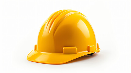 Yellow construction helmet isolated of worker on white background