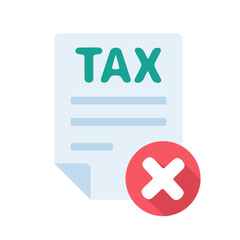 Tax document icon with wrong sign Document verification concept