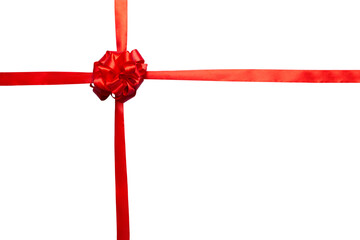 Red ribbon bow isolated on white background. empty space for design