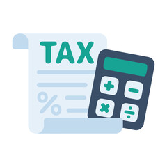 tax document icon Tax filing documents with a calculator for calculating taxes