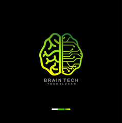 logo vector illustration of technological circuit code in the brain