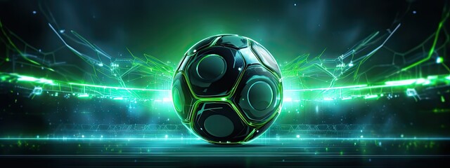 mechanical futuristic soccer ball or football in glossy - obrazy, fototapety, plakaty