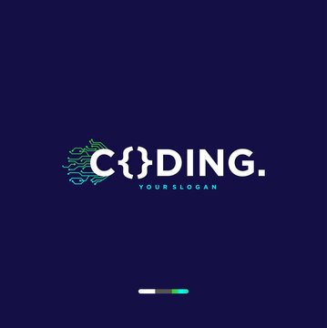 logo coding vector,programmer logo icon, technology, symbol code logo illustration, coding. vector suitable for your media design logo 