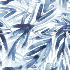 Leaves in grey blue. Seamless pattern.  - 679574803