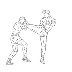 line art vector muay thai illustration
