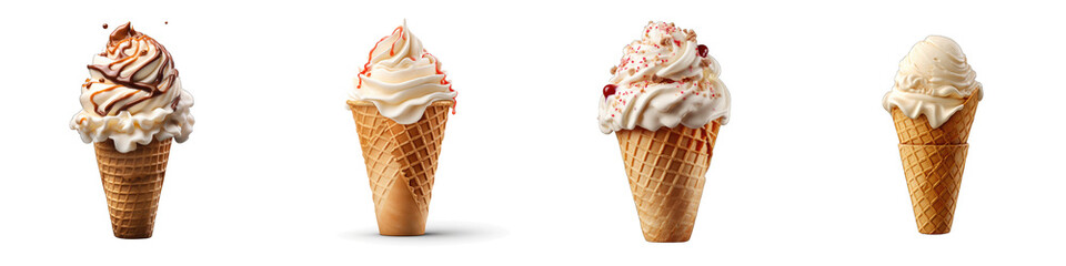 Ice cream cone Hyperrealistic Highly Detailed Isolated On Transparent Background Png File