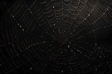 Schaurige Nacht: Schwarzer Hintergrund mit Spinnweben für gruselige Designs - obrazy, fototapety, plakaty