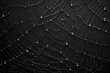 Nächtliches Grauen: Spinnweben auf schwarzem Hintergrund für mystische Artikel - obrazy, fototapety, plakaty
