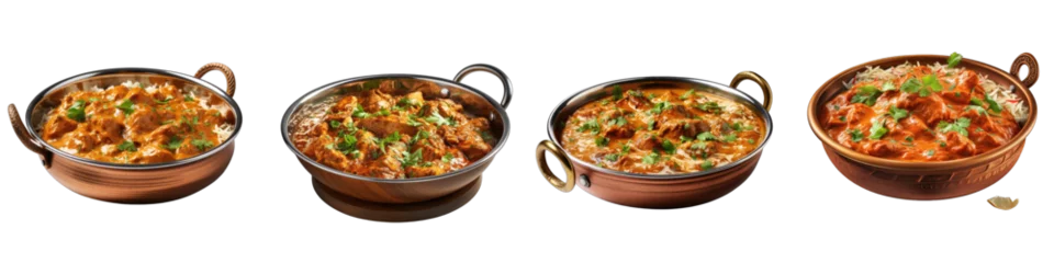 Fotobehang Indian butter chicken curry in balti dish Hyperrealistic Highly Detailed Isolated On Transparent Background Png File © Wander Taste