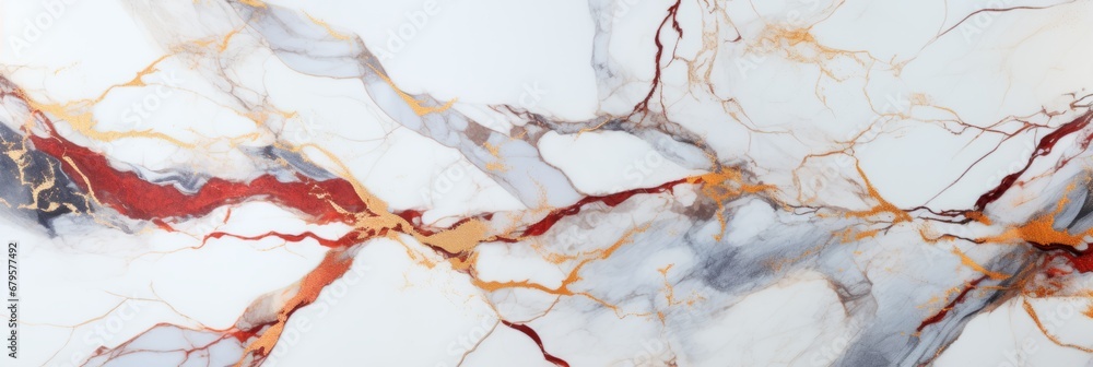 Poster panoramic white background with elegant marble stone texture for versatile design use
