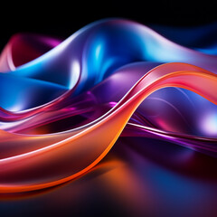 Abstract blue and red waves on a black background. Vector illustration,Generative AI