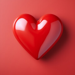 Red heart on a red background. 3d rendering, 3d illustration,Generative AI