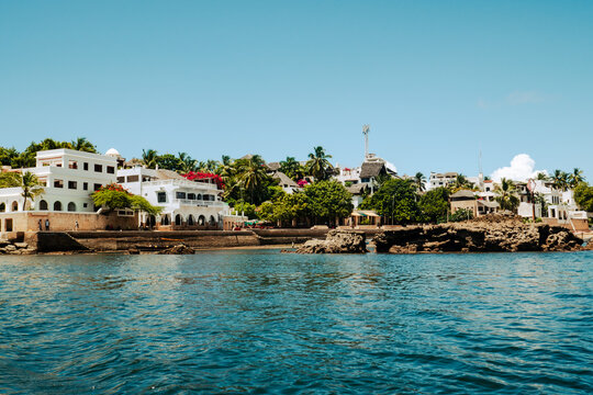 Shela Beach waterfront in Old Town Lamu, Kenya, UNESCO World Heritage site
