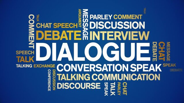 Dialogue animated tag word cloud;text design animation kinetic typography seamless loop.