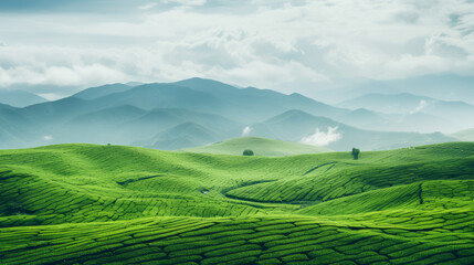 Ecological tea garden, top view texture