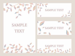 美しいグラデーションの葉のフレームセット