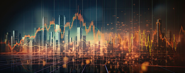 Investment and financial concept. Market stock graph in background.