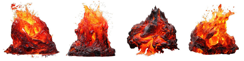 Molten hot lava  Hyperrealistic Highly Detailed Isolated On Transparent Background Png File