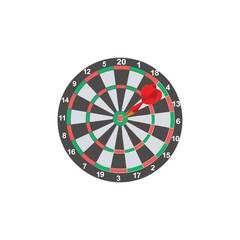 vector red dart arrow striking the target in the dartboard's center