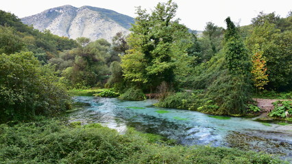 amazing nature and Blue Eye spring near Sarande in Albania