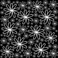 
Set of hand drawn images of chamomile black paints. botanical illustration. Isolated floral elements, daisy, Childish drawings