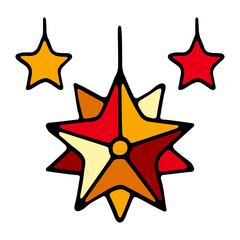 Christmas tree star ornament for festive holiday decor. Gold star decoration for a joyful and merry celebration