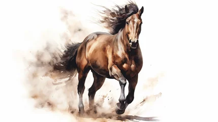 Fotobehang A watercolor painting of a horse © frimufilms
