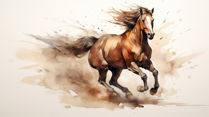 A watercolor painting of a horse - obrazy, fototapety, plakaty