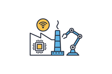 smart factory icon. smart technology for automation, efficiency and real-time monitoring in manufacturing. icon related to technology. flat line icon style. simple vector design editable