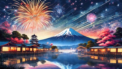 New years eve in Japan, tokyo - obrazy, fototapety, plakaty