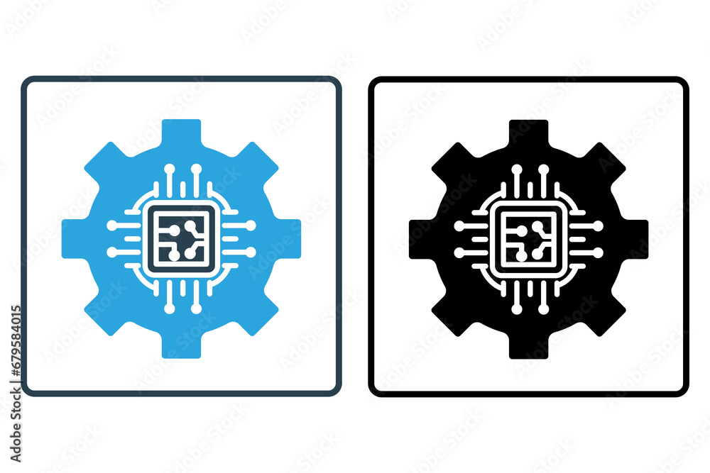 Poster predictive maintenance icon. gear and cpu. predictive maintenance strategies. icon related to indust