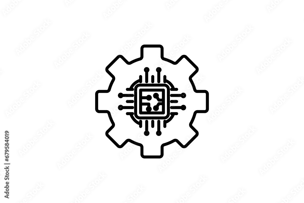 Poster predictive maintenance icon. gear and cpu. predictive maintenance strategies. icon related to indust