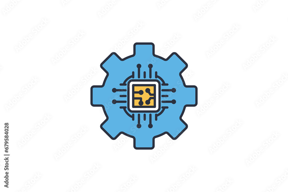 Poster predictive maintenance icon. gear and cpu. predictive maintenance strategies. icon related to indust