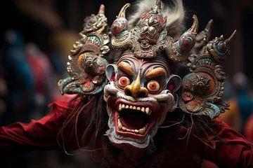 Rolgordijnen Traditional Barong dance in Bali at a cultural festival indonesia © Old Man Stocker