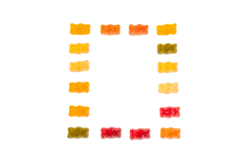 Assorted gummy candies, Juicy colorful jelly sweets. Gummy candies on transparent background