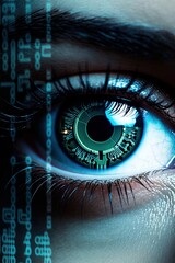 Cybernetic eye closeup. Future technology. Ai Generative