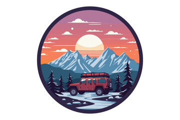 Winter camping vector illustration, Camping on winter Season