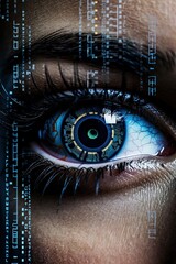 Cybernetic eye closeup. Future technology. Ai Generative