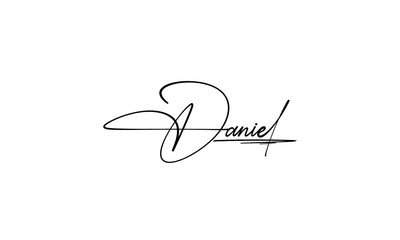 Daniel Name hand-drawn cursive signature pr autograph logo design