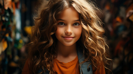 Fototapeta premium portrait of beautiful young girl in autumn park