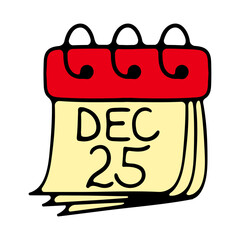 Calendar with December 25 text icon. New year concept. Holiday, new year, Christmas, celebrate, day. New 2024 year
