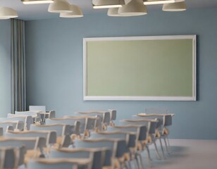  green screen projector board in classroom for the video for students, business presentation .