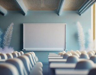 screen projector board in classroom for the video for students, business presentation .