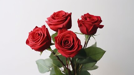 Fototapeta premium Red roses isolated on white background with copy space for your text.